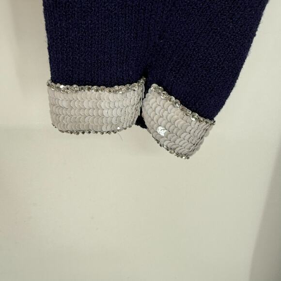 VTG Don Sayres for Wellmore Midi Dress Size 10 Blue Wool Blend Knit Sequin Party - Picture 5 of 8